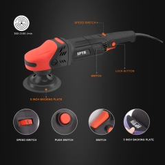 SPTA CP502 Black&Orange 1200W Rotary Polisher, 5-Meter Long Power Supply Cord, Constant Speed Control,Smooth Operation