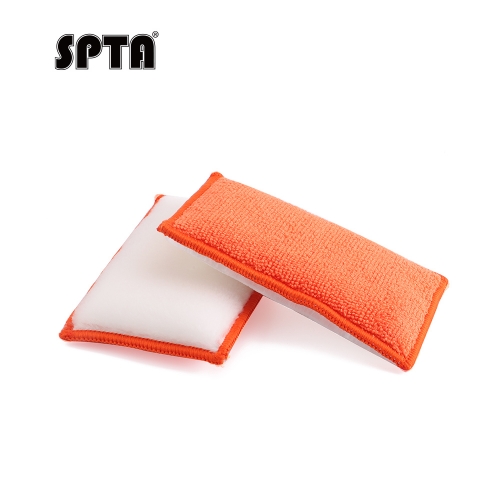 SPTA Car Interior Scrubbing Applicator Microfiber Car Wax Applicator, Car Wash Sponges for Car, Boat, Wood And Marble, Orange