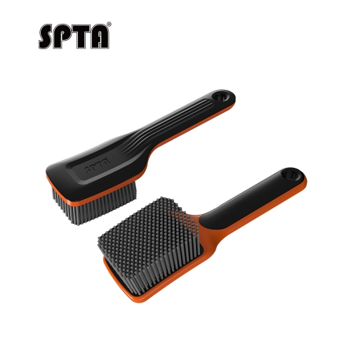 SPTA Black&Orange Car Tire Brush Made With PVC Bristle For Car Floor Mats Set Belt Scrubbing Tires Cleaning