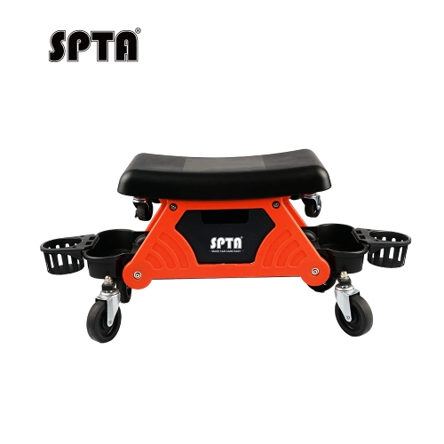 SPTA Modular Detailing Creeper Seat, Mobile Rolling Utility Creeper Seat for Mechanics & Detailers With Storage Trays for Tools