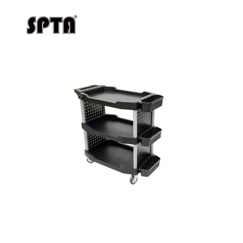 SPTA Detailing Cart car care garage rolling trolley 3 shelf multi-usage steel car detailing utility plastic cart with wheels