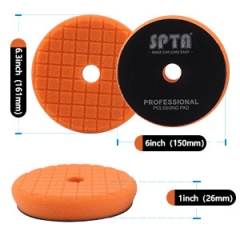 SPTA V2.0 1Pc Orange Heavy Cut Polishing Pad Kit for Car Buffer Polisher Compounding Remove 1500# Sanding Marks