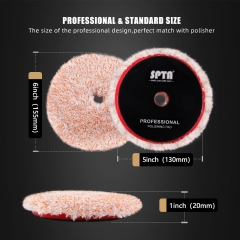 SPTA 5Inch URO-Fiber Microfiber Pad for Car Compounding, Cutting, Buffing, Waxing, and Polishing Pad For RO/DA Polisher