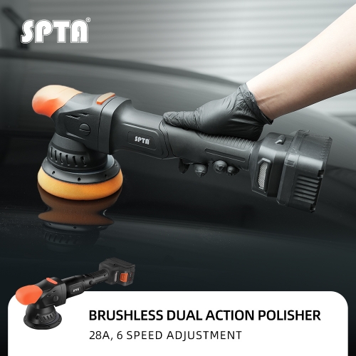 SPTA CP601 Orbit 12mm/15mm/21mm Black&Orange Brushless Dual Action Polisher Portable-type Cordless Polisher Constant Speed Output