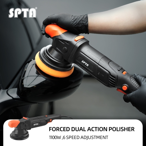 SPTA CP503 Black&Orange 1200W Forced Dual Action Polisher 5-Meter Long Power Supply Cord, Backing Plate:6"