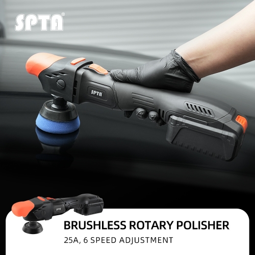 SPTA CP403 Black&Orange 3" Brushless Ratary Polisher,Higher Efficiency,Portable-type Cordless Polisher,Soft start,Constant speed