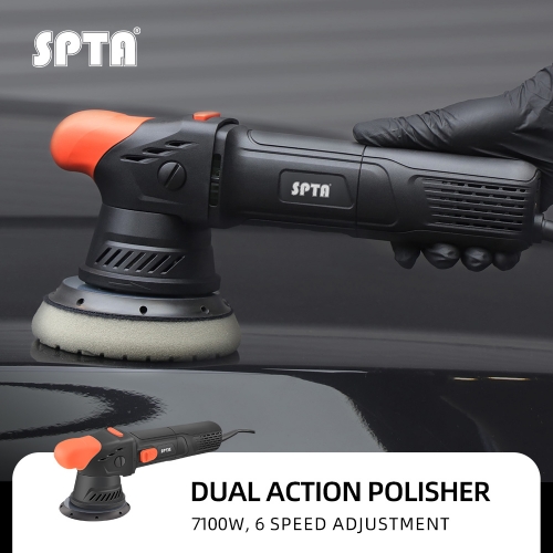 SPTA CP304 Black&Orange 710W 5" Dual Action Polisher 5-Meter Long Power Supply Cord Constant Speed Output