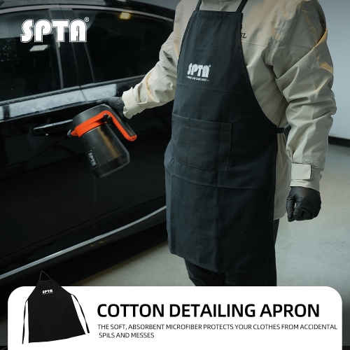 SPTA Cotton Detailing Apron, Adjustable Straps for a Comfort Fit, Durable and Liquid Resistant Work Apron, Added Storage