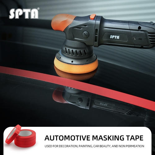 SPTA Automotive Masking Tape,18mmx50m,for Automotive Paint,Heat Resistant for Paint Booth,Red,Masking Tape for Painting