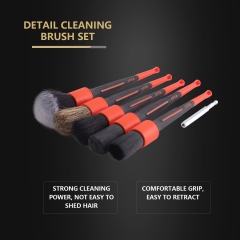 SPTA Car Detailing Brush Set, 5 Pack V2.0 Soft Boar Hair Auto Detail Brush Kit, for Automotive Interior Exterior Dashboard