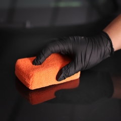 SPTA WF005 Microfiber Applicator 125*80*30mm Orange Block Square Microfiber Wax Applicator for Auto Detailing Car Care