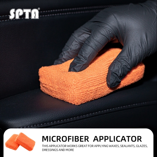 SPTA WF005 Microfiber Applicator 125*80*30mm Orange Block Square Microfiber Wax Applicator for Auto Detailing Car Care