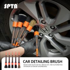 SPTA Car Detailing Brush Set, 5 Pack V2.0 Soft Boar Hair Auto Detail Brush Kit, for Automotive Interior Exterior Dashboard