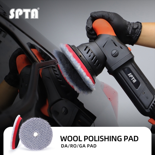 SPTA 3"/5"/6" Medium Cut Short Wool Polishing Pad RO/DA Polisher Buffing Pad for Car Polisher