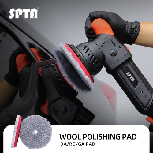 SPTA 3"/5"/6" Medium Cut Long Wool Polishing Pad RO/DA Polisher Buffing Pad for Car Polisher Remove 1500# Sanding Marks