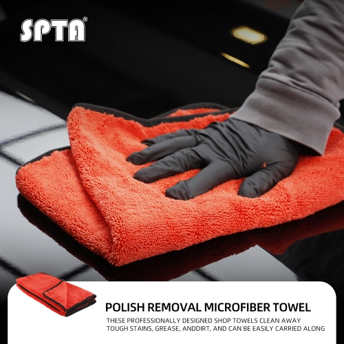 SPTA MT043 Polish Removal Microfiner Towel 380GSM, 400*400mm for Cars Drying Extra Large Super Absorbent Cleaning