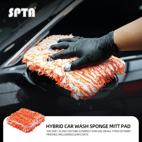 SPTA Car Wash Sponge Mitt Pad 380GSM,Wash Mitts for Car Washing, Wash Mit Car Wash Glove for Cars