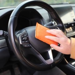 SPTA Car Interior Scrubbing Applicator Microfiber Car Wax Applicator, Car Wash Sponges for Car, Boat, Wood And Marble, Orange