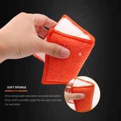 SPTA Car Interior Scrubbing Applicator Microfiber Car Wax Applicator, Car Wash Sponges for Car, Boat, Wood And Marble, Orange