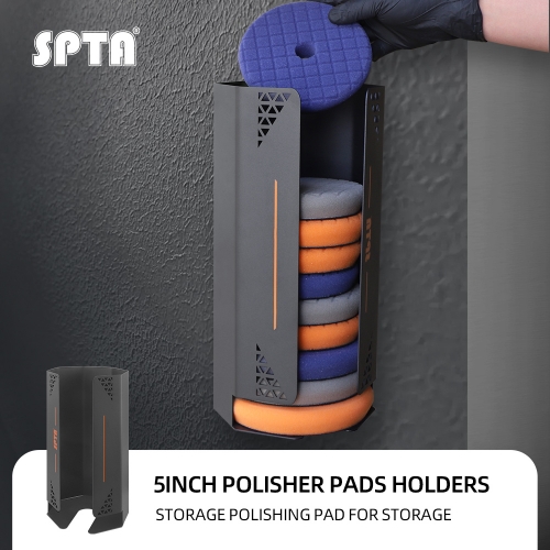 SPTA 5" Polisher Pads Holder 360*168mm BLACK Metal Car Detailing Rack Polisher Foam Pads Holder Quick Wall Mounted