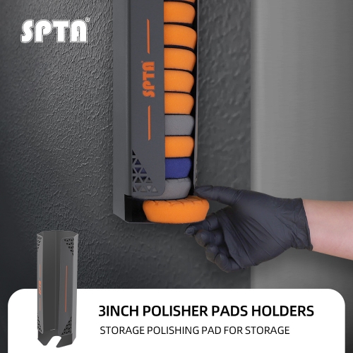 SPTA 3"Polisher Pads Holder 362*117.6mm BLACK Car Detailing Rack Polisher Foam Pads Holder Convenient And Quick Wall Mounted