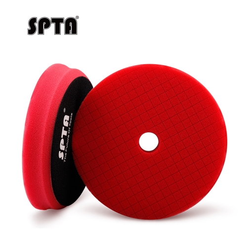 SPTA 3"/5"/6" Car Spong Buffing Polishing Pads, Red Finish Grid Beveled Buffing Pads for RO and DA Polisher