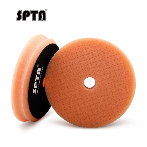 SPTA 3"/5"/6" Car Spong Buffing Polishing Pads, Orange Polish Grid Beveled Buffing Pads for RO and DA Polisher