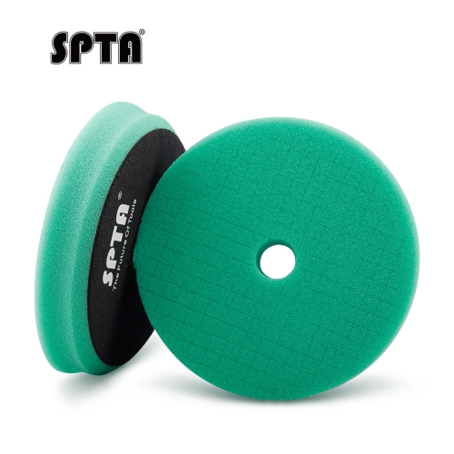 SPTA 3"/5"/6" Car Spong Buffing Polishing Pads, Green Heavy Cut Grid Beveled Buffing Pads for RO and DA Polisher 1200/1500# Sanding Disc Marks