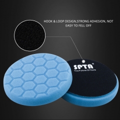 SPTA 3 Inch to 7 Inch T60 Moderate-Cut Foam Polishing Pad For DA/RO Car Polisher Hex-Logic Buffing Pads To Remove 1500#/2000# Sanding disc marks & Medium oxidation Over Spray, And Surface imperfections