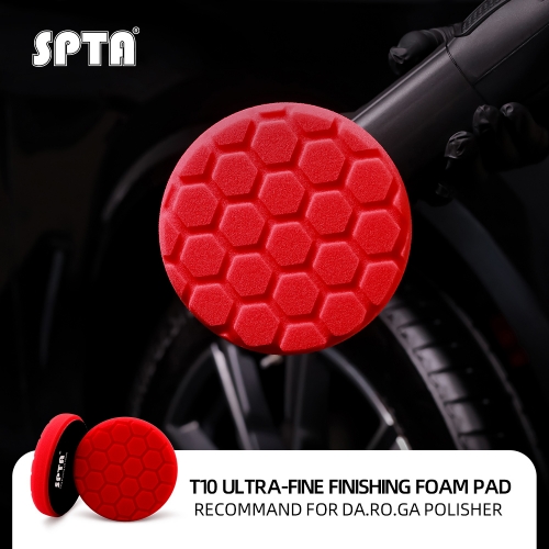 SPTA 3"/5"/6"/7" T10 Ultra-Fine Finishing Foam Polishing Pad Swirl-Free, Gloss Finish Polish Pad For DA/RO Car Polisher Hex-Logic Buffing Pads To Remove Light Cutting Pad, Remove Car Wash Scratches & Ultra-Fine Swirl Marks