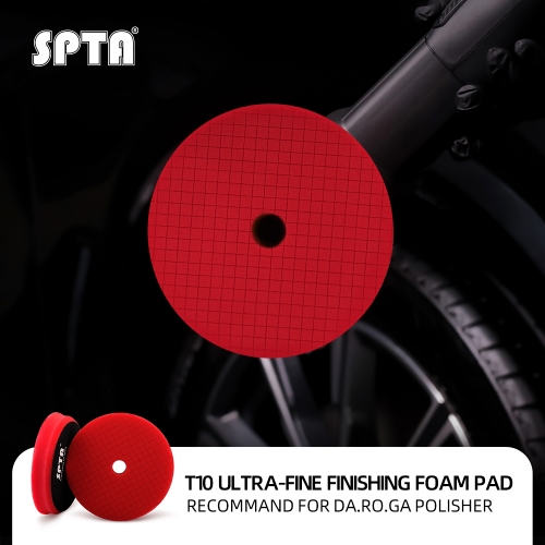 SPTA 3"/5"/6" Car Spong Buffing Polishing Pads, Red Finish Grid Beveled Buffing Pads for RO and DA Polisher