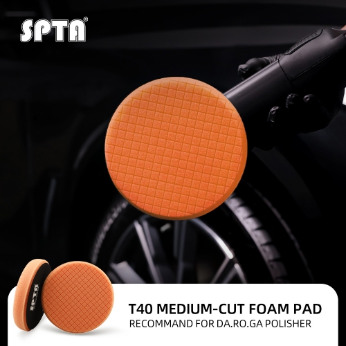 SPTA 3"/5"/6"/7" T40 Orange Medium-Cut Foam Polishing Pad For DA/RO Car Polisher To Remove Light Cutting Pad ,Remove 2000# Sanding Disc Marks ,Fine Scratches & Light Oxidation High-Cut Foam Pad