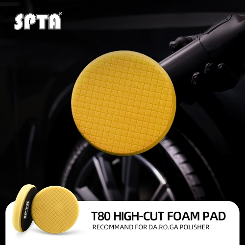 SPTA 3"/5"/6"/7" T80 Intensive Cutting Swirl-Free Foam Polishing Pad For DA/RO/GA Car Buffer Polisher To Remove 1500/2000# sanding disc marks, swirl marks & heavy/medium oxidation