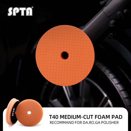 SPTA 3"/5"/6" Car Spong Buffing Polishing Pads, Orange Polish Grid Beveled Buffing Pads for RO and DA Polisher