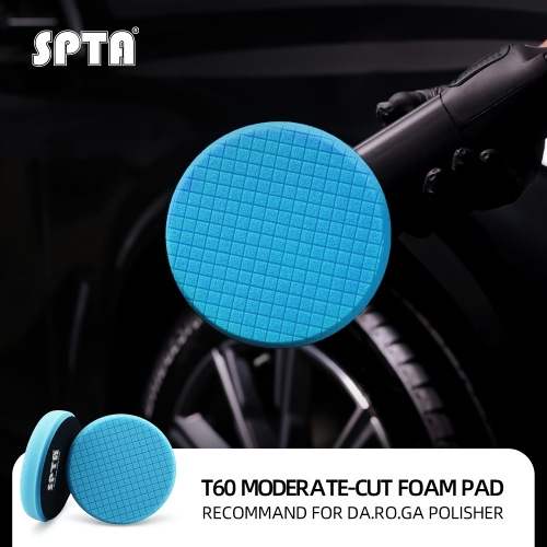 SPTA 3"/5"/6"/7" T60 Moderate-Cut Foam Polishing Pad For DA/RO Car Polisher To Remove 1500#/2000# Sanding disc marks & Medium oxidation Over Spray, And Surface imperfections