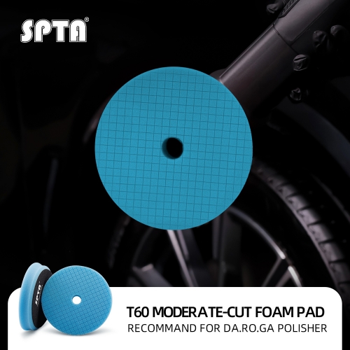 SPTA 3"/5"/6" Car Spong Buffing Polishing Pads, Blue Light Cut Grid Beveled Buffing Pads for RO and DA Polisher 1500/2000# Sanding Disc Marks