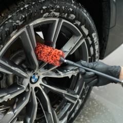 SPTA DF053 Straight handle Car Rim & Wheel Cleaning Brush Car Detail Brush Made With Rubber Plastic Handle For Cars&Trucks&SUV
