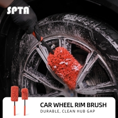 SPTA Car Rim Brush Car Wheel Brush Set 2pcs Microfiber Brushes with 4pcs Replacement Tips for Cleaning Wheels, Wheels, Rims