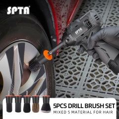 SPTA 5pcs Car Detailing Brush Boar Hair Detailing Brush Head For Drill