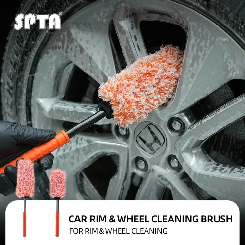 SPTA DB043-S/DB043-L Straight handle Car Rim & Wheel Cleaning Brush Made With Microfiber Plastic Handle For Cars&Trucks&SUV