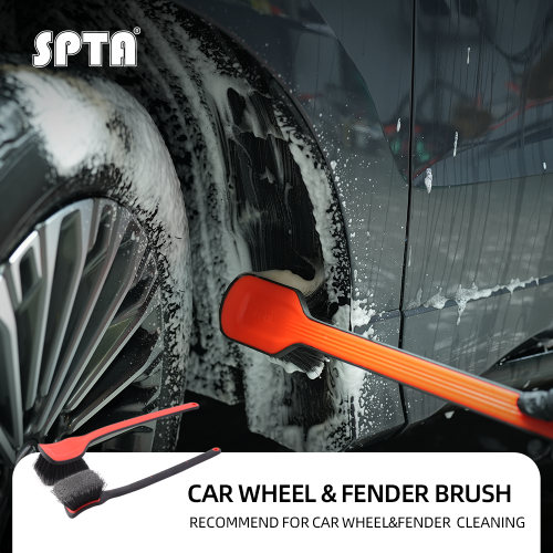 SPTA DF035 Black&Orange Car Detail Brush Detailong Brush For Car Interior Fabic Set Belt Leather Cleaning