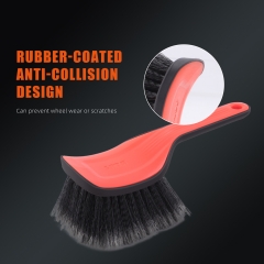 SPTA DF034 Black & Orange Car Weel&Rim Face Brush Made With PVC Bristle For Car Floor Mats Running Board Step Plates Cleaning