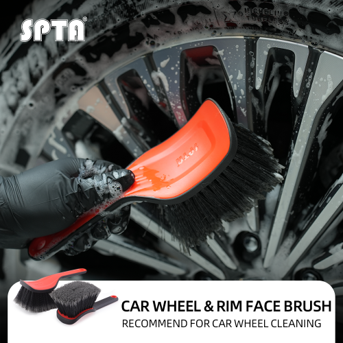 SPTA DF034 Black & Orange Car Weel&Rim Face Brush Made With PVC Bristle For Car Floor Mats Running Board Step Plates Cleaning