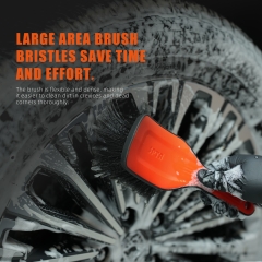 SPTA DF034 Black & Orange Car Weel&Rim Face Brush Made With PVC Bristle For Car Floor Mats Running Board Step Plates Cleaning