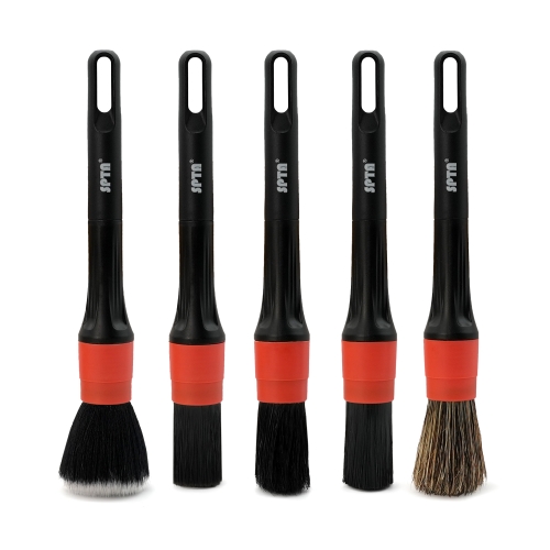 SPTA Car Detailing Brush Set, 5 Pack V2.0 Soft Boar Hair Auto Detail Brush Kit, for Automotive Interior Exterior Dashboard