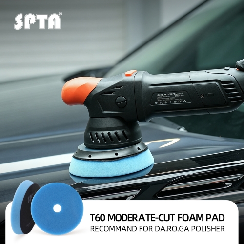 SPTA 3"/5"/6" T60 Moderate-Cut Foam Polishing Pad For DA/RO Car Polisher To Remove 1500#/2000# Sanding disc marks & Medium oxidation Over Spray, And Surface imperfections