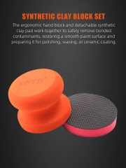 SPTA 3”Car Hand Wax Applicator Polish Clay Disc Pad Kit Sponge Tire Dressing Applicator with Grip Magic Clay Spong Polishing Pad