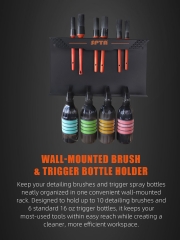 SPTA Brush and Trigger Bottle Holder Wall Mount Tool Holder Black 415*55*240mm Metalwall mounted brush rack metal bottle holder