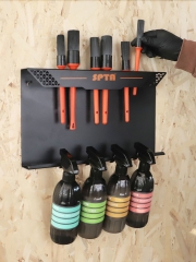 SPTA Brush and Trigger Bottle Holder Wall Mount Tool Holder Black 415*55*240mm Metalwall mounted brush rack metal bottle holder