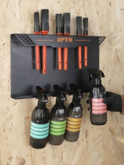 SPTA Brush and Trigger Bottle Holder Wall Mount Tool Holder Black 415*55*240mm Metalwall mounted brush rack metal bottle holder